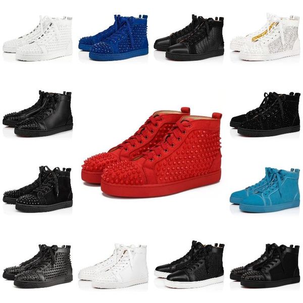 with box designer christians red-bottoms casual shoes mens shoes fashion suede women flat sneaker luxurys designers ss high low studd, Black
with box designer christians red-bottoms casual shoes mens shoes fashion suede women flat sneaker luxurys designers ss high low studd, Black