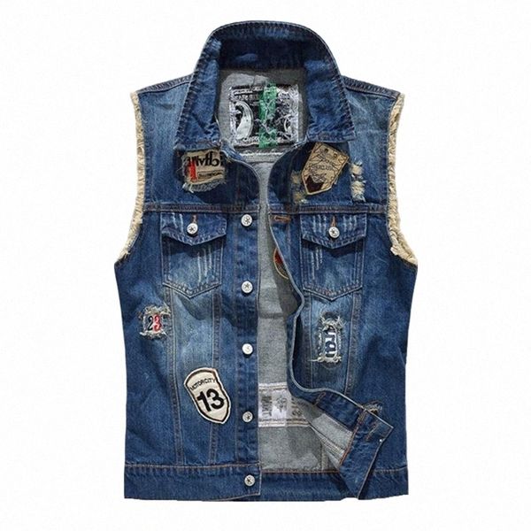 shifuren ripped denim vest men fashion patch designs cowboy frayed jeans sleeveless jackets punk rock motorcycle waistcoat 62l2#, Black;white
shifuren ripped denim vest men fashion patch designs cowboy frayed jeans sleeveless jackets punk rock motorcycle waistcoat 62l2#, Black;white
