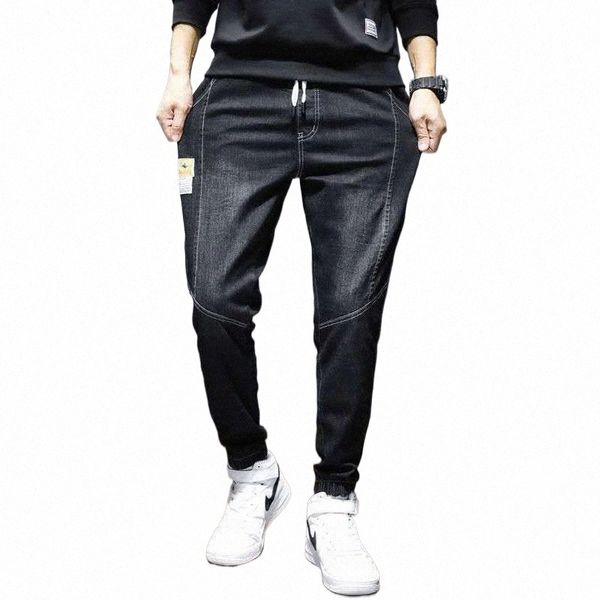 men's jeans mens spring autumn cotton high elastic waist drawstring cropped trousers distressed casual loose denim cargo harem pantsmen, Blue
men's jeans mens spring autumn cotton high elastic waist drawstring cropped trousers distressed casual loose denim cargo harem pantsmen, Blue