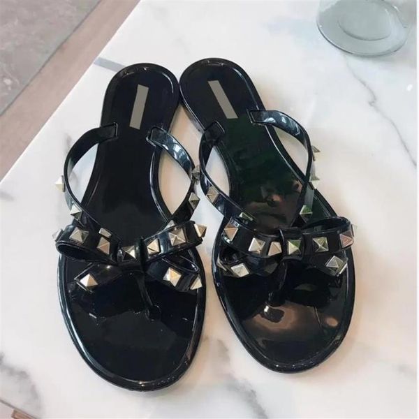 fashion woman slippers rivets jelly sandals designer slides bowtie for girls flip flops letters printed brand slipper 35-41185c, Black
fashion woman slippers rivets jelly sandals designer slides bowtie for girls flip flops letters printed brand slipper 35-41185c, Black
