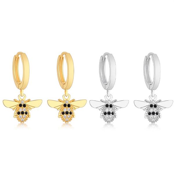 925 sterling silver gold color honey bee mix black zircon plain hoop earring for women ear piercing pendientes291a, Golden;silver
925 sterling silver gold color honey bee mix black zircon plain hoop earring for women ear piercing pendientes291a, Golden;silver