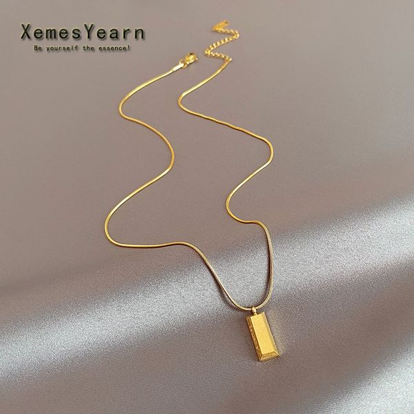 design imitates gold color bar shape pendant stainless steel necklace woman simple clavicle chain of korean fashion jewelry girl, Silver
design imitates gold color bar shape pendant stainless steel necklace woman simple clavicle chain of korean fashion jewelry girl, Silver