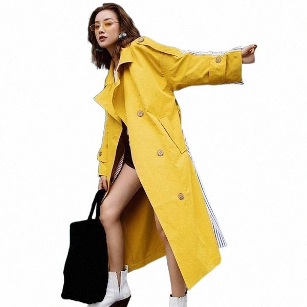 women's trench coats 2021 striped patchwork coat autumn women fashion lace up long windbreaker casual sleeve loose overcoat q2l5#, Tan;black
women's trench coats 2021 striped patchwork coat autumn women fashion lace up long windbreaker casual sleeve loose overcoat q2l5#, Tan;black