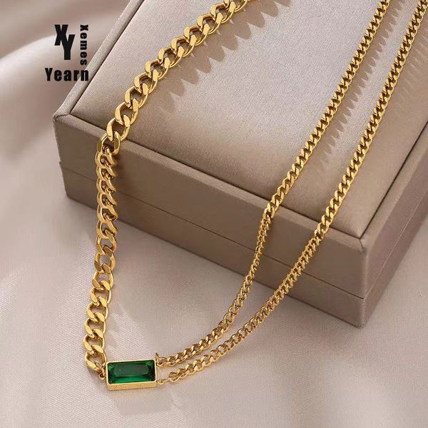 2021 new high-grade green crystal square pendant stainless steel necklace for woman korea girl's fashion jewelry neck chain, Silver
2021 new high-grade green crystal square pendant stainless steel necklace for woman korea girl's fashion jewelry neck chain, Silver