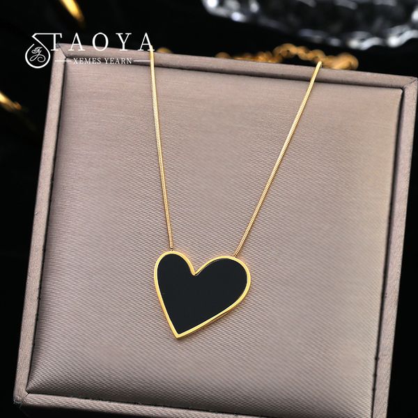 black peach heart pendant stainless steel necklace girl's choker accessories for womans gift, Silver
black peach heart pendant stainless steel necklace girl's choker accessories for womans gift, Silver