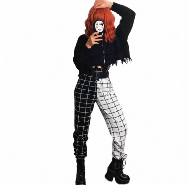 women's pants & capris 2022 hight waist straight loose long trousers streetwear black and white checkerboard patchwork cargo b7ae#, Black;white
women's pants & capris 2022 hight waist straight loose long trousers streetwear black and white checkerboard patchwork cargo b7ae#, Black;white