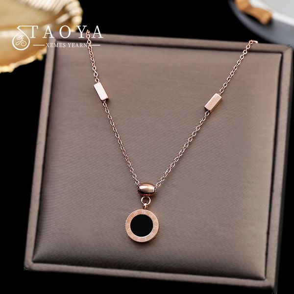 classic black-and-white double-sided roman stainless steel rose gold colour necklace fashion jewelry for womans clavicle chain, Silver
classic black-and-white double-sided roman stainless steel rose gold colour necklace fashion jewelry for womans clavicle chain, Silver