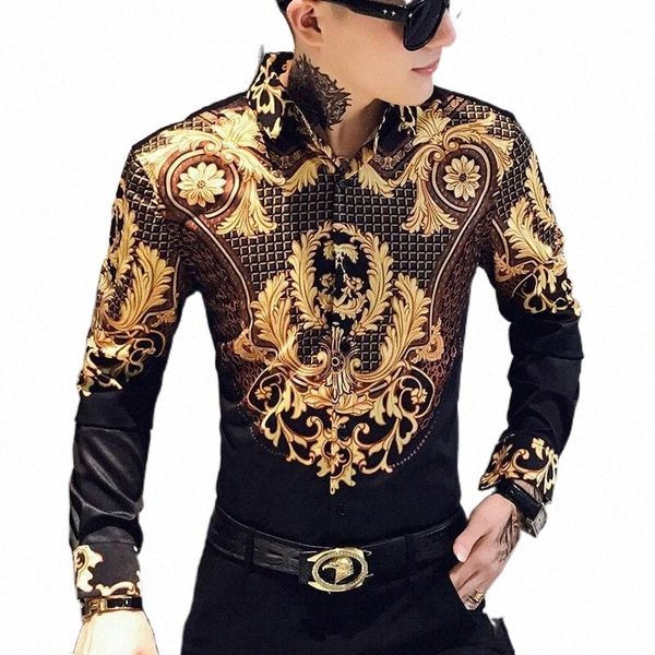 men's casual shirts luxury paisley black gold printed shirt royal club clothing korean long sleeve slim tuxedo l3rs#, White;black
men's casual shirts luxury paisley black gold printed shirt royal club clothing korean long sleeve slim tuxedo l3rs#, White;black