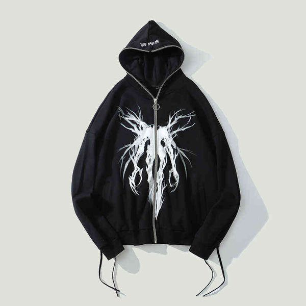 men's hoodies sweatshirts high street punk graphic printing zipper ribbon hooded sweatshir cardigan mens womens hip hop oversized casua, Black
men's hoodies sweatshirts high street punk graphic printing zipper ribbon hooded sweatshir cardigan mens womens hip hop oversized casua, Black