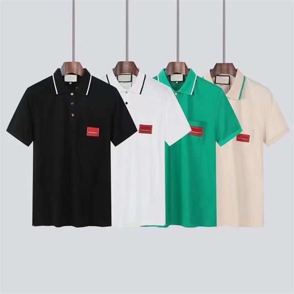 2022 lapel short sleeve summer new embroidered chest pocket metal button fashion men's t-shirt, White;black
2022 lapel short sleeve summer new embroidered chest pocket metal button fashion men's t-shirt, White;black