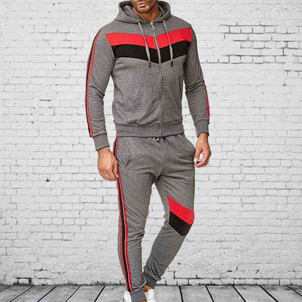 men's tracksuits sets zipper hoodie sweatshirt pants tracksuit colorblock sports suit two pieces set sportswear outfit jacket t220918, Gray 
men's tracksuits sets zipper hoodie sweatshirt pants tracksuit colorblock sports suit two pieces set sportswear outfit jacket t220918, Gray