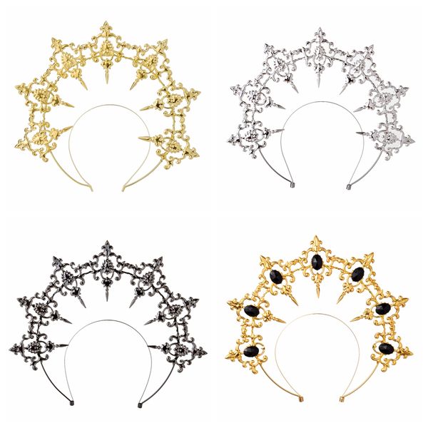 gothic lolita halo crown headpiece costume accessories black rose devil goddess sun headband gorgeous vintage mary baroque tiara headwear, Silver
gothic lolita halo crown headpiece costume accessories black rose devil goddess sun headband gorgeous vintage mary baroque tiara headwear, Silver