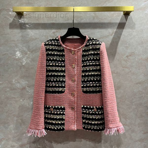women's jackets designer coarse tweed coat women's pink black color contrast woven belt splicing lace small fragrant handmade shop, Black;brown
women's jackets designer coarse tweed coat women's pink black color contrast woven belt splicing lace small fragrant handmade shop, Black;brown