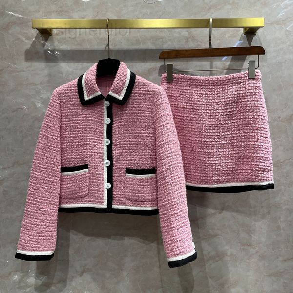 women's tracksuits designer pink woven tweed fashion casual suit women's little fragrance lady temperament wool skirt high waist s, Gray
women's tracksuits designer pink woven tweed fashion casual suit women's little fragrance lady temperament wool skirt high waist s, Gray