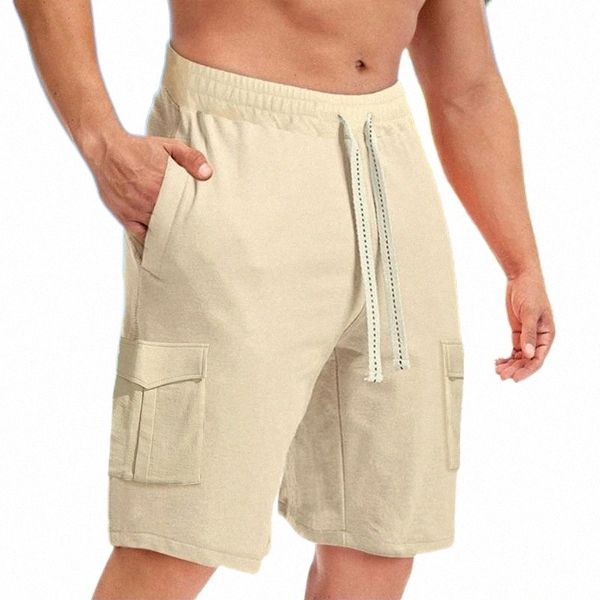 men's shorts cargo mid-rise beach mid waist lace-up shortsmen's a3ab#, White;black