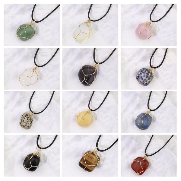 natural stone wire winding necklace irregular stones amethyst rose quartz crystal agate pendant necklaces jewelry accessories, Silver
natural stone wire winding necklace irregular stones amethyst rose quartz crystal agate pendant necklaces jewelry accessories, Silver