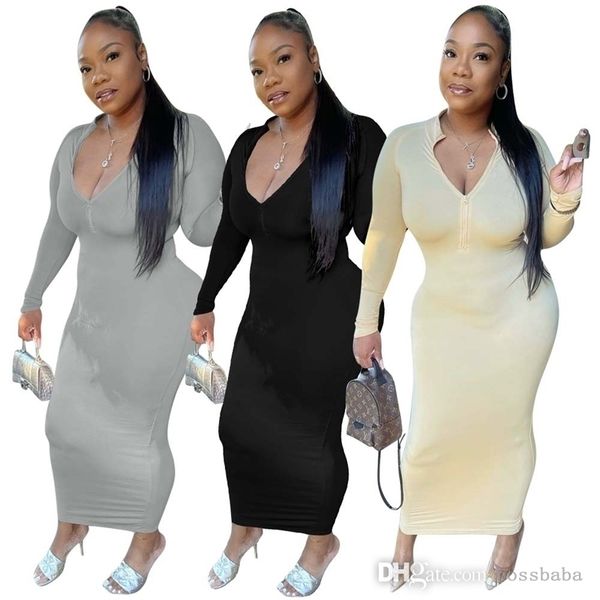 womens cause long dress autumn and winter solid slim fit zipper long sleeve zipper dresses, Black;gray
womens cause long dress autumn and winter solid slim fit zipper long sleeve zipper dresses, Black;gray