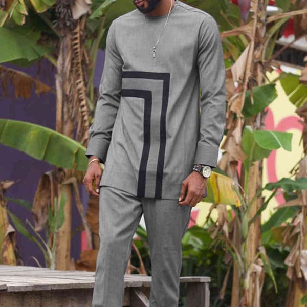 men's tracksuits dashiki summer 2022 suit shirt vertical stripe print long sleeve and trousers 2-piece set african clothing t220916, Gray
men's tracksuits dashiki summer 2022 suit shirt vertical stripe print long sleeve and trousers 2-piece set african clothing t220916, Gray