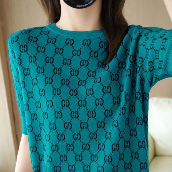 women's sweaters new luxury for letter t shirt o-neck short-sleeved sweater pullover, White;black
women's sweaters new luxury for letter t shirt o-neck short-sleeved sweater pullover, White;black