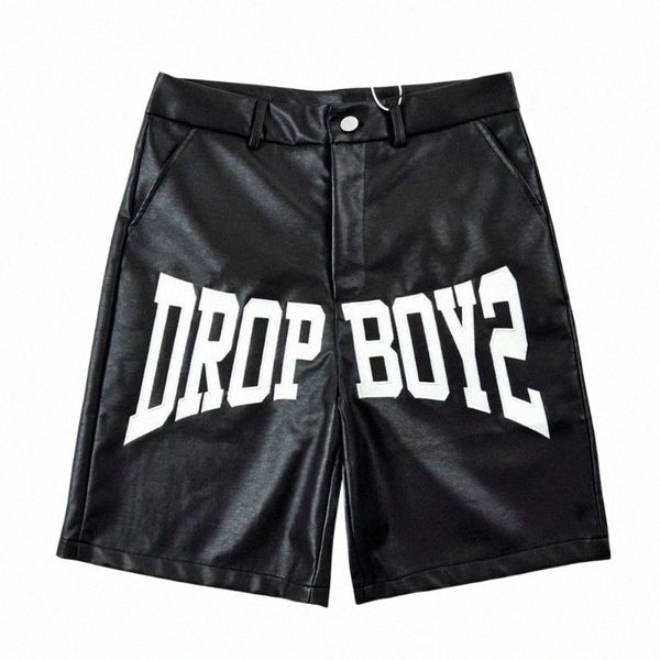 men's shorts streetwear men black embroidered letter pu leather high street style straight five-point pants dark hip-hop pantsmen', White;black
men's shorts streetwear men black embroidered letter pu leather high street style straight five-point pants dark hip-hop pantsmen', White;black
