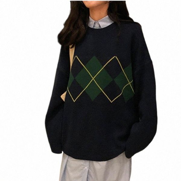 women's sweaters oversized korean pullovers autumn winter geometric pattern argyle loose o-neck knitted woman jumper o7uk#, White;black
women's sweaters oversized korean pullovers autumn winter geometric pattern argyle loose o-neck knitted woman jumper o7uk#, White;black