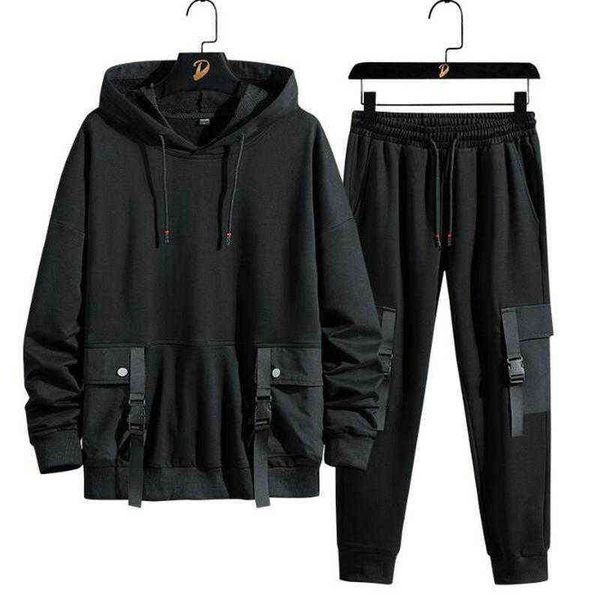 men's tracksuits 2022 new tracksuit men 2 pieces hooded black ribbons hoodies sweatpants track suit man solid sportswear men coat cloth, Gray
men's tracksuits 2022 new tracksuit men 2 pieces hooded black ribbons hoodies sweatpants track suit man solid sportswear men coat cloth, Gray