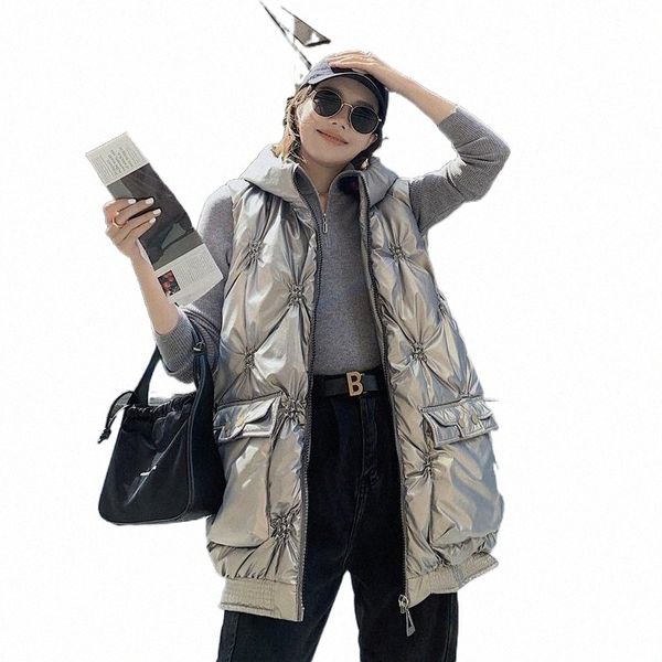 women's vests hooded sleeveless jacket zipper loose ladies waistcoat pockets solid quilted casual winter female puffer fashion d6s5#, Black;white
women's vests hooded sleeveless jacket zipper loose ladies waistcoat pockets solid quilted casual winter female puffer fashion d6s5#, Black;white