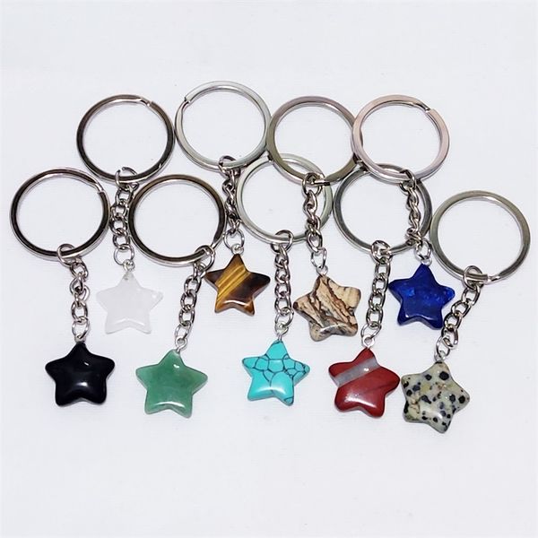 star shape reiki healing natural stone keychains chakra pink green black agate key rings keyrings women men jewelry, Silver
star shape reiki healing natural stone keychains chakra pink green black agate key rings keyrings women men jewelry, Silver