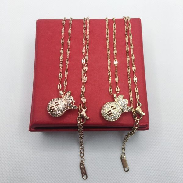 luxury glamour ladies necklace classic 18k gold full diamond vase pendant girl valentine's day gift 316l stainless steel jewelry, Silver