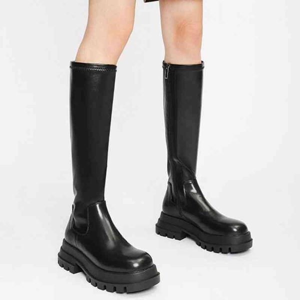 boots dress shoes gladiator motorcycles knee high women 2023 winter new platform chelsea designer snow ytmtloy botines de mujer pu 1, Black