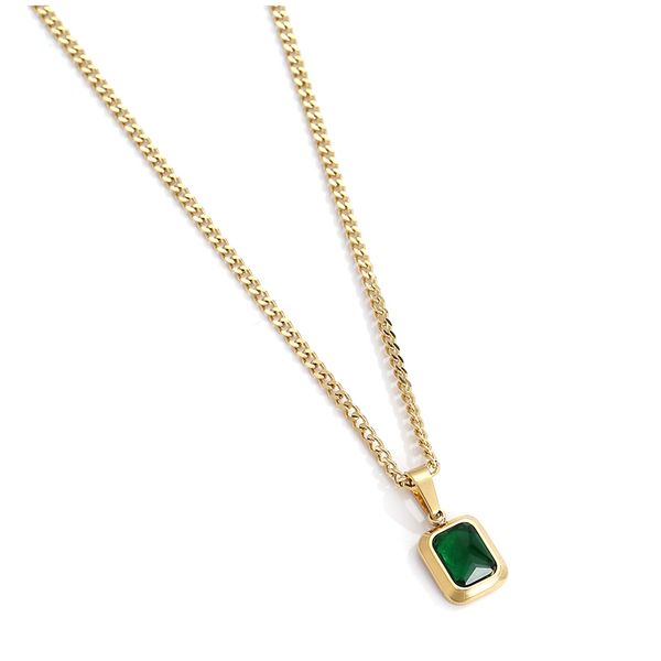Gold Colour Stainless Steel Pendants Necklaces Green Square Daily Outfit Luxury Jewelry For Women's Clavicle Chain
Gold Colour Stainless Steel Pendants Necklaces Green Square Daily Outfit Luxury Jewelry For Women's Clavicle Chain