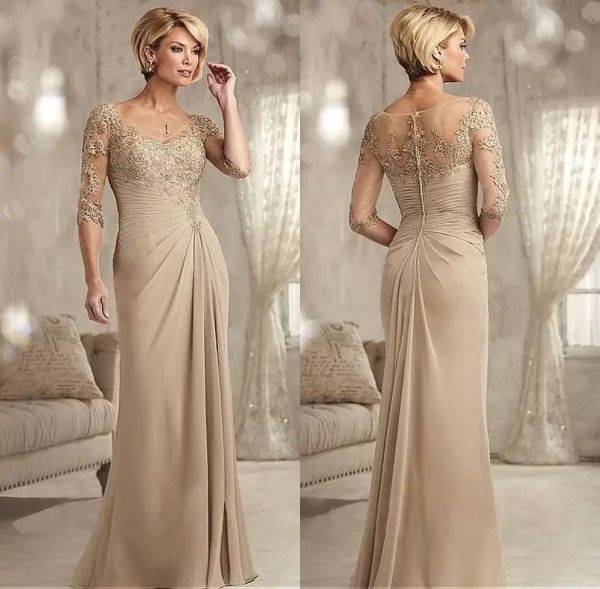 champagne mother of bride groom dresses 3 4 sleeve sheer neck appliques beads chiffon women long evening occasion gowns formal, Black;red
champagne mother of bride groom dresses 3 4 sleeve sheer neck appliques beads chiffon women long evening occasion gowns formal, Black;red
