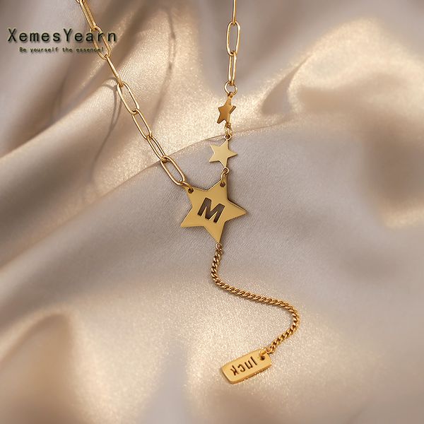 new classic star element m letter stainless steel necklace for woman chokerfashion jewelry girls, Silver
new classic star element m letter stainless steel necklace for woman chokerfashion jewelry girls, Silver