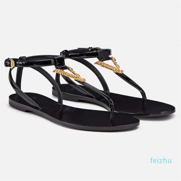 sandals leather slides gold button v women's slippers flat strap beach summer shoes296q, Black
sandals leather slides gold button v women's slippers flat strap beach summer shoes296q, Black