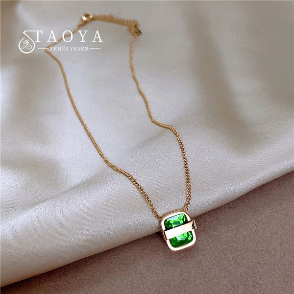 green square zircon lucky letter pendant stainless steel necklace 2022 women's fashion accessories party necklace for girls, Silver
green square zircon lucky letter pendant stainless steel necklace 2022 women's fashion accessories party necklace for girls, Silver