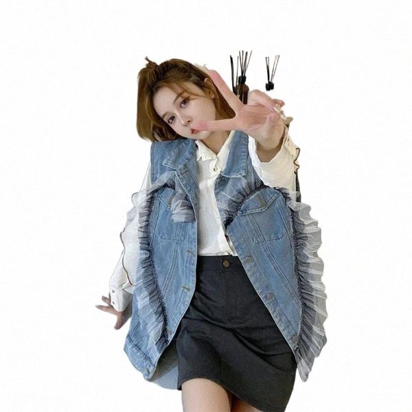 women's vests niche design women clothing autumn 2021 fashion sleeveless mesh split joint lapel single breasted denim vest coat 50di#, Black;white
women's vests niche design women clothing autumn 2021 fashion sleeveless mesh split joint lapel single breasted denim vest coat 50di#, Black;white