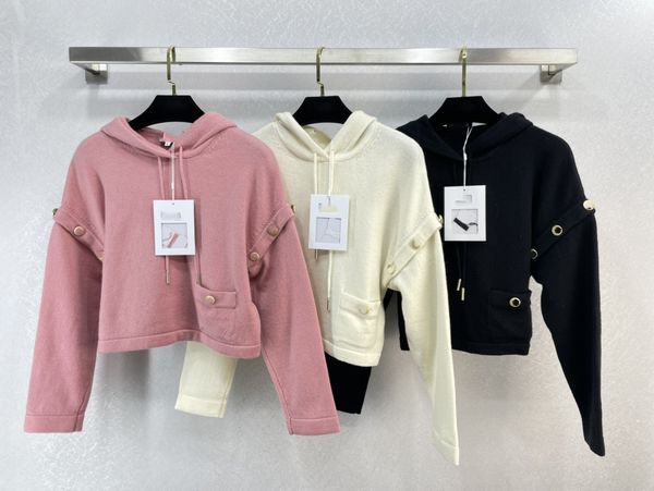 women's sweaters 2022 european fashion brand removable sleeve pocket hoodie sweater, White;black
women's sweaters 2022 european fashion brand removable sleeve pocket hoodie sweater, White;black