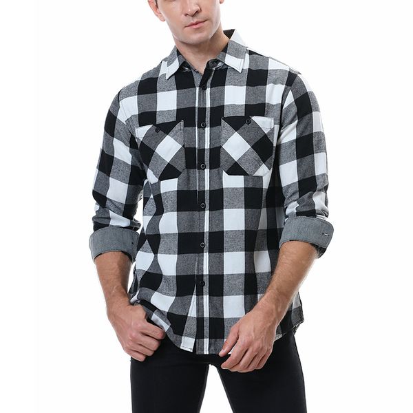 flannel shirt for men cotton autumn casual long sleeve soft comfort button down shirts black white plaid, White;black
flannel shirt for men cotton autumn casual long sleeve soft comfort button down shirts black white plaid, White;black