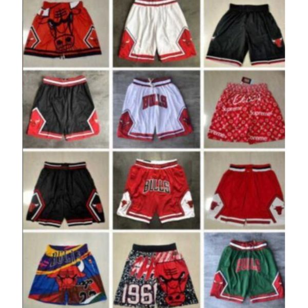 chicago''bulls''men throwback basketball shorts pocket red black
