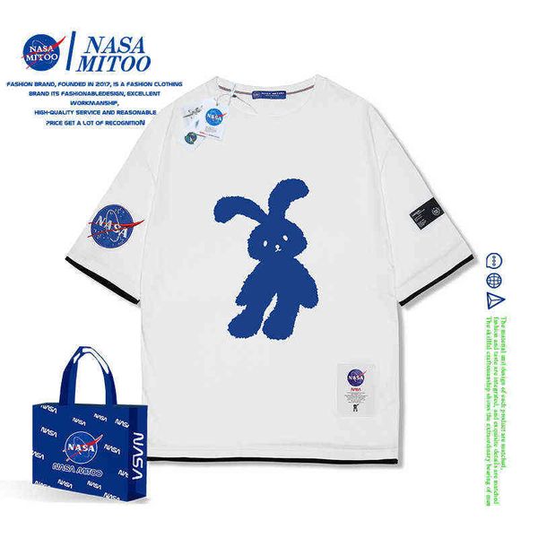 men's t-shirts fashion brand short sleeve shirt premium men's t-shirt loose half blessing bag, White;black