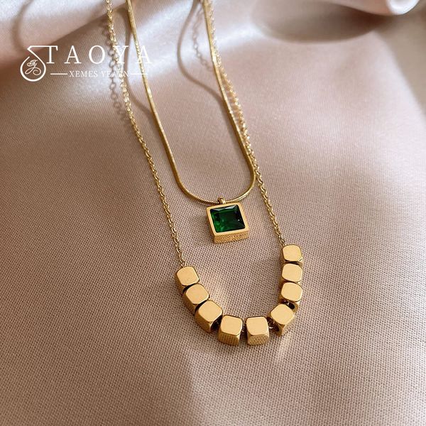 2022 design sense double-layer green crystal square stainless steel necklace korean fashion neck chain for womans jewelry, Golden;silver
2022 design sense double-layer green crystal square stainless steel necklace korean fashion neck chain for womans jewelry, Golden;silver