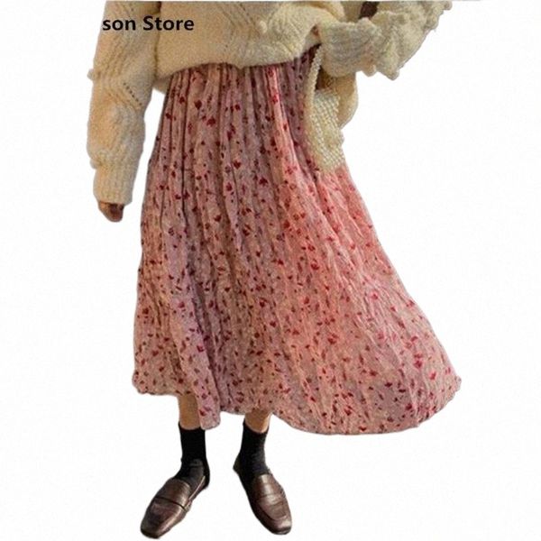 qiukichonson spring summer women fashion pink floral skirt korean cute high waist wrinkled pleated long midi skirts teen girls 73ev#, Black
qiukichonson spring summer women fashion pink floral skirt korean cute high waist wrinkled pleated long midi skirts teen girls 73ev#, Black