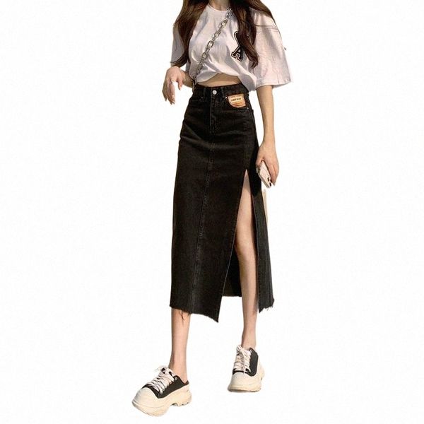 limiguyue summer women jeans skirts high waist side split denim skirt female thin line girls hip long jupes tassel saias k988 a6l6#, Black
limiguyue summer women jeans skirts high waist side split denim skirt female thin line girls hip long jupes tassel saias k988 a6l6#, Black
