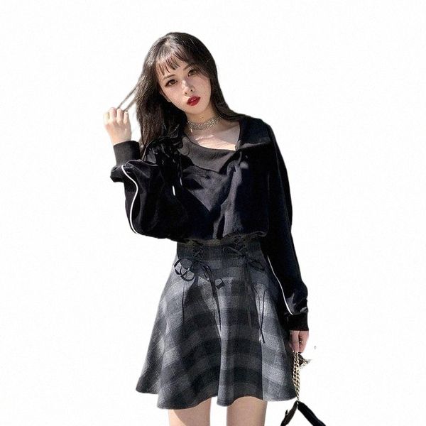 short punk girl's skirt gothic spring autumn gray plaid skirts a-line mini shorts women's pleated b1p0#, Black
short punk girl's skirt gothic spring autumn gray plaid skirts a-line mini shorts women's pleated b1p0#, Black