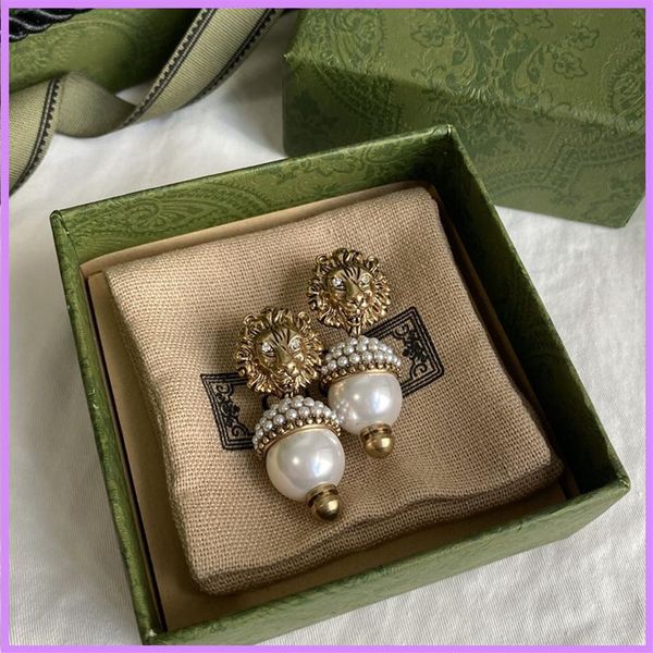 street fashion women earrings luxury designer jewelry pearl lion earring ladies ear studs retro designers d2111036f217w, Golden;silver
street fashion women earrings luxury designer jewelry pearl lion earring ladies ear studs retro designers d2111036f217w, Golden;silver