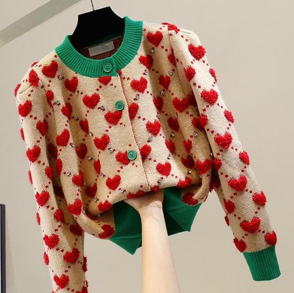 2023 women's cardigan sweater spring and autumn y2k three-dimensional love single-breasted sweater women's loose all-match top, White;black
2023 women's cardigan sweater spring and autumn y2k three-dimensional love single-breasted sweater women's loose all-match top, White;black