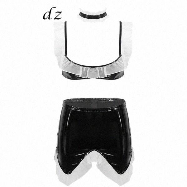 womens lingerie set wet look patent leather exotic costume white organza trim bra with mini asymmetric skirt and choker bras sets d1ln#, Red;black
womens lingerie set wet look patent leather exotic costume white organza trim bra with mini asymmetric skirt and choker bras sets d1ln#, Red;black