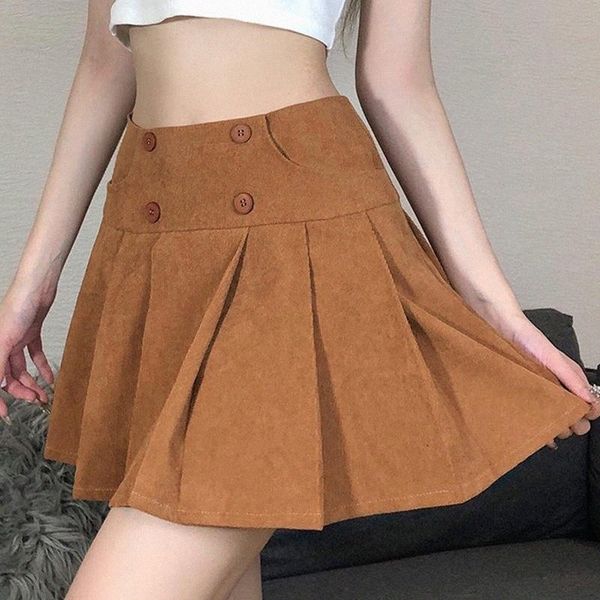 high waist buttons pleated skirt women's korea temperament casual a-line skirts woman simplicity retro khaki mini women 68yp#, Black
high waist buttons pleated skirt women's korea temperament casual a-line skirts woman simplicity retro khaki mini women 68yp#, Black