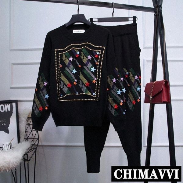 women's tracksuits woman sweater and pants two-piece set fashion embroidery beads knitted pullover casual winter track suit c81l#, Gray
women's tracksuits woman sweater and pants two-piece set fashion embroidery beads knitted pullover casual winter track suit c81l#, Gray