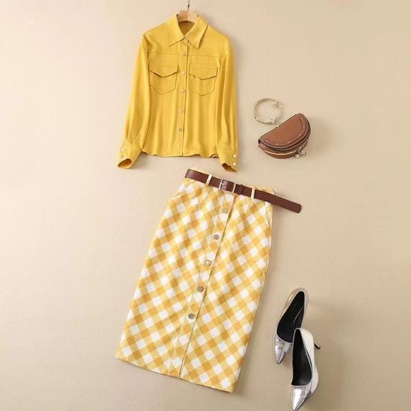 two piece dress new european and american women's wear for winter 2022 long sleeved yellow shirt plaid belt skirt fashion suits, White
two piece dress new european and american women's wear for winter 2022 long sleeved yellow shirt plaid belt skirt fashion suits, White
